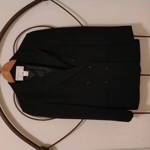 Jones New York Pinstripe Suit Blazer Jacket Black Size 2P